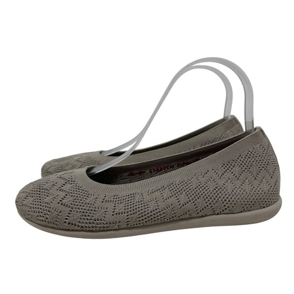 Skechers Cleo Sport Womens Knit Ballet Flats - Taupe Gray Slip-On Shoes Size 7 - Picture 5 of 12